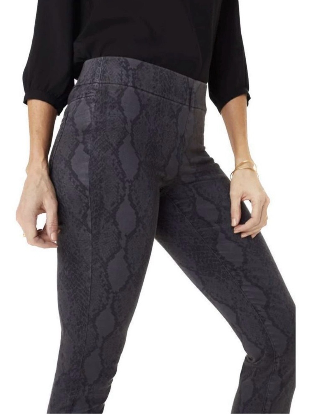 NYDJ Women's Skinny Ankle Pull-On Jeans With Slit Diamond Back Print Size 0 NWT